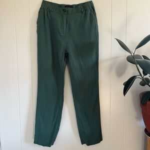 Les Essentiels de Monoprix 100% Linen Green Trousers